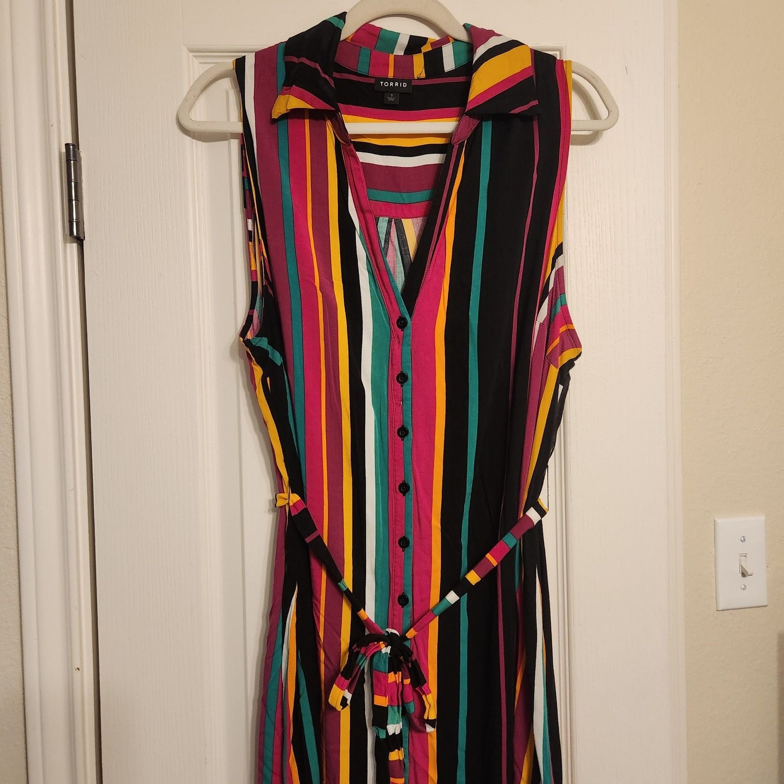 Torrid Women’s Multi-Colored Striped Sleeveless Challis Maxi Dress