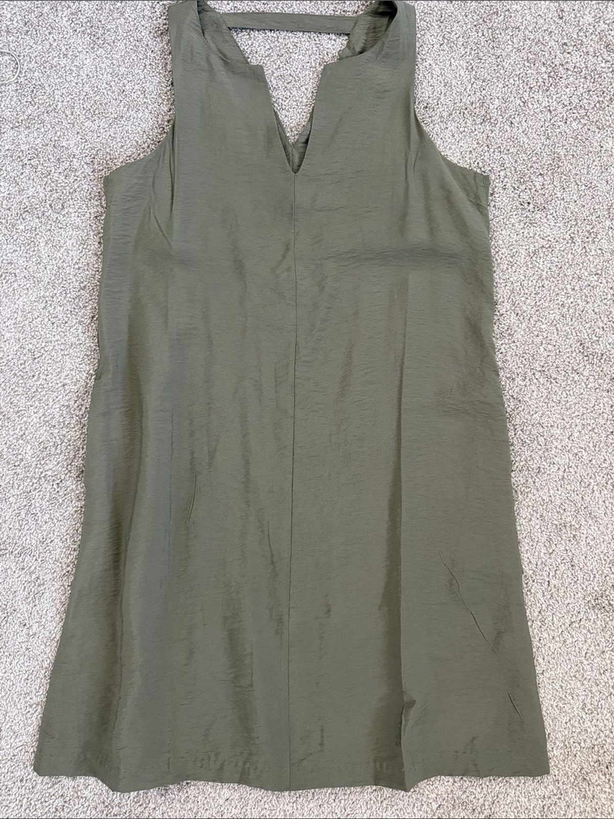 Banana Republic Olive Green Sleeveless Notch-Neck Shift Dress