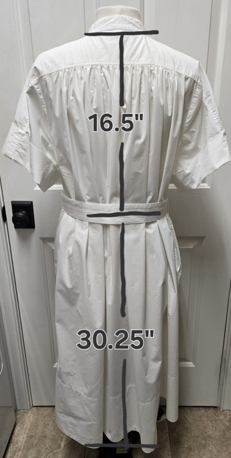 CO Collection Gathered Button-Front Midi Dress, Size Large, White