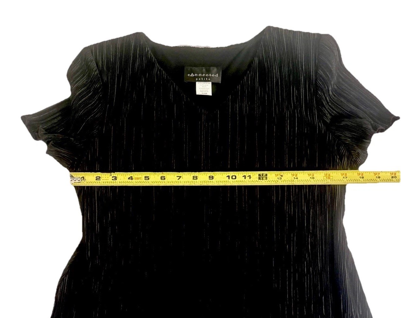 Vintage 90s Connected Apparel Plissé Tiered Dress Black 10P Modern Romance