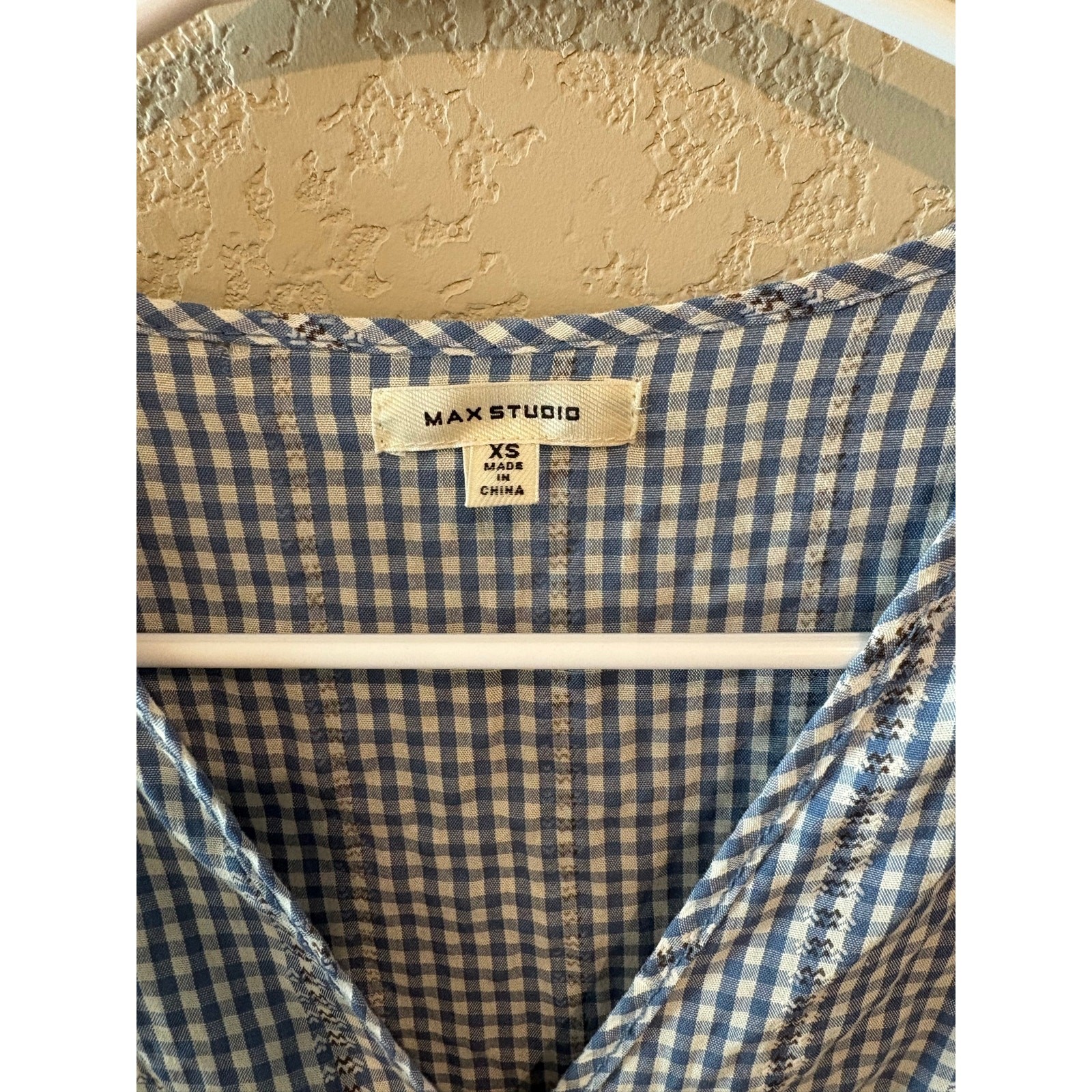 Blue Gingham Feminine Wrap Ruffle Mini Dress