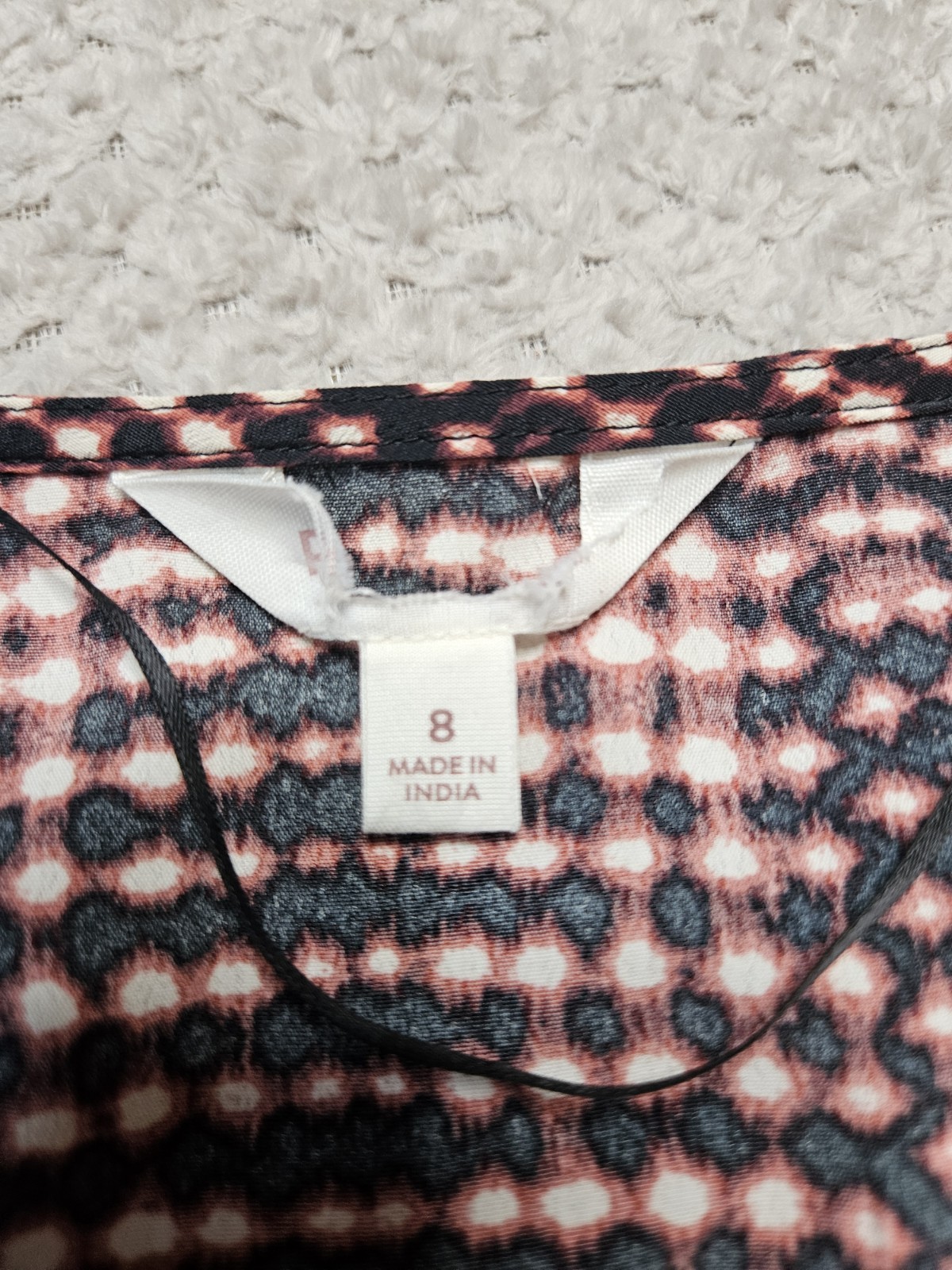 M&S Per Una Dress Geometric Print Long Puff Sleeve Pockets Pink/Black Size UK 8