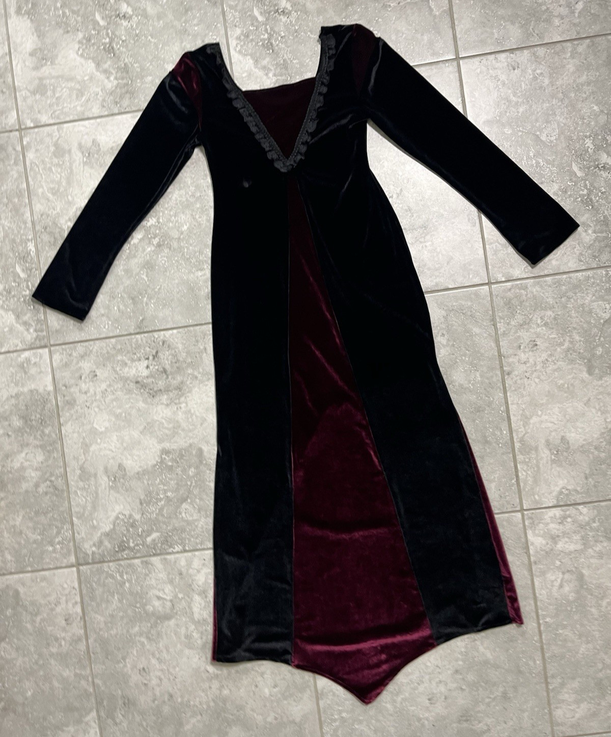Cykxtees VTG 90S Goth Renaissance Medieval Vampire Velvet Dress Gown M L