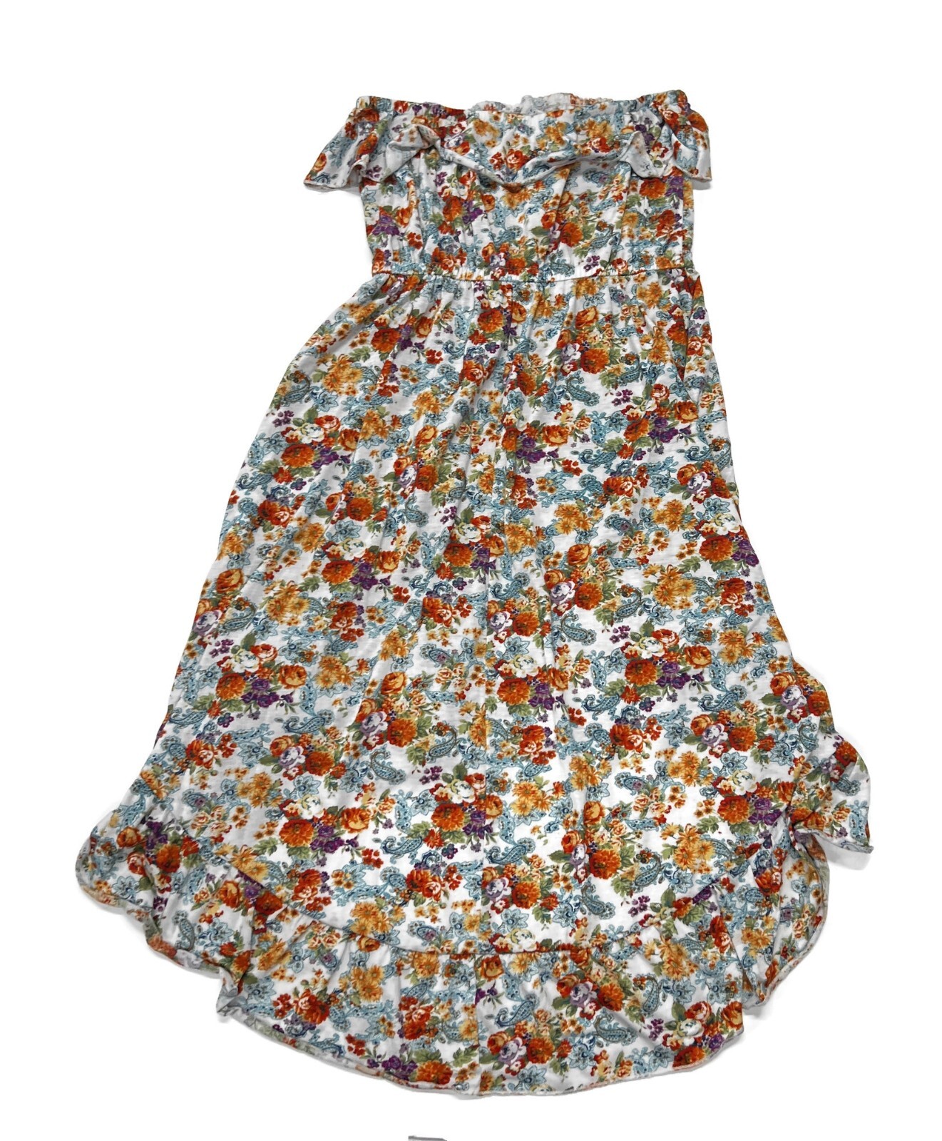 Route 66 Floral High Low Dress Large Sleeveless Strapless Polyester Spring
