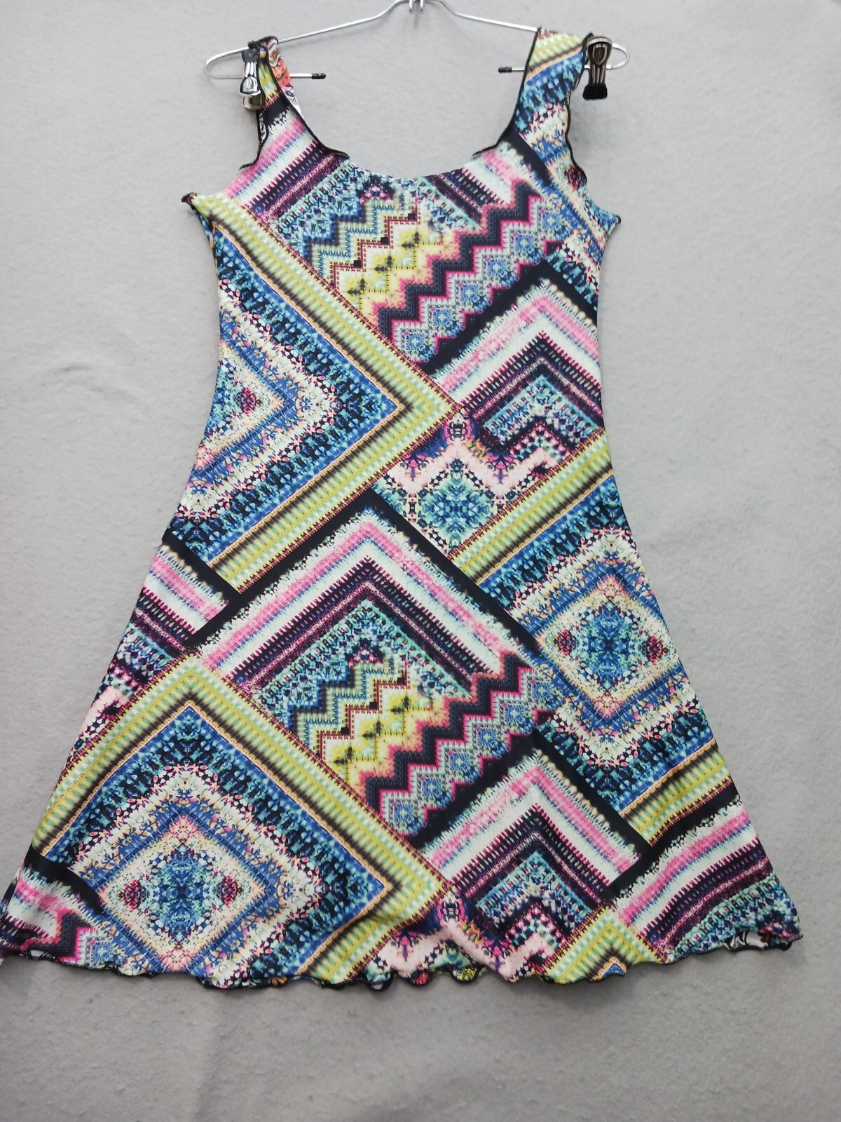 Unknown Sleeveless A-line Dress S Multicolor Geometric Print Knit Casual Party
