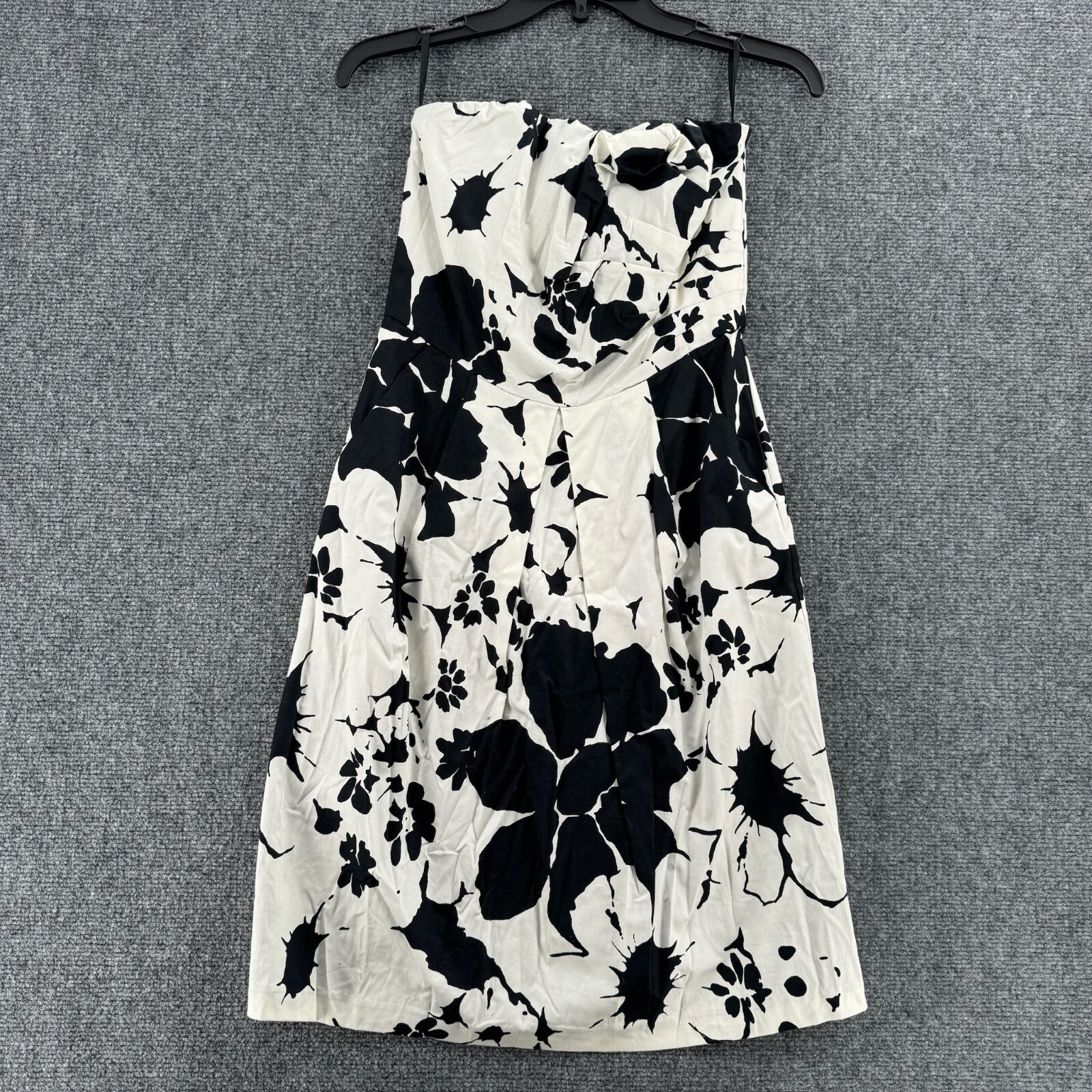 The Limited Dress Womens 2 White Black Floral Cotton Blend Flexible Sleeveless