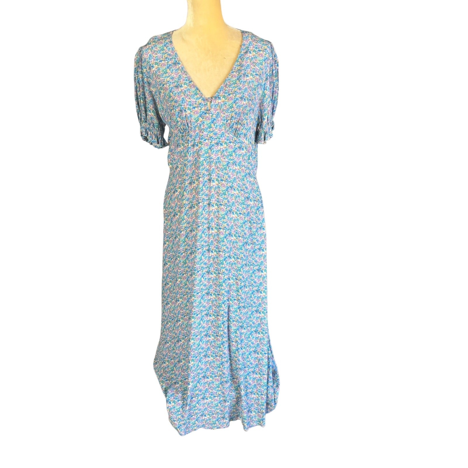 GHOST London Blue Floral Cottage Core Sundress Dress New Size Large