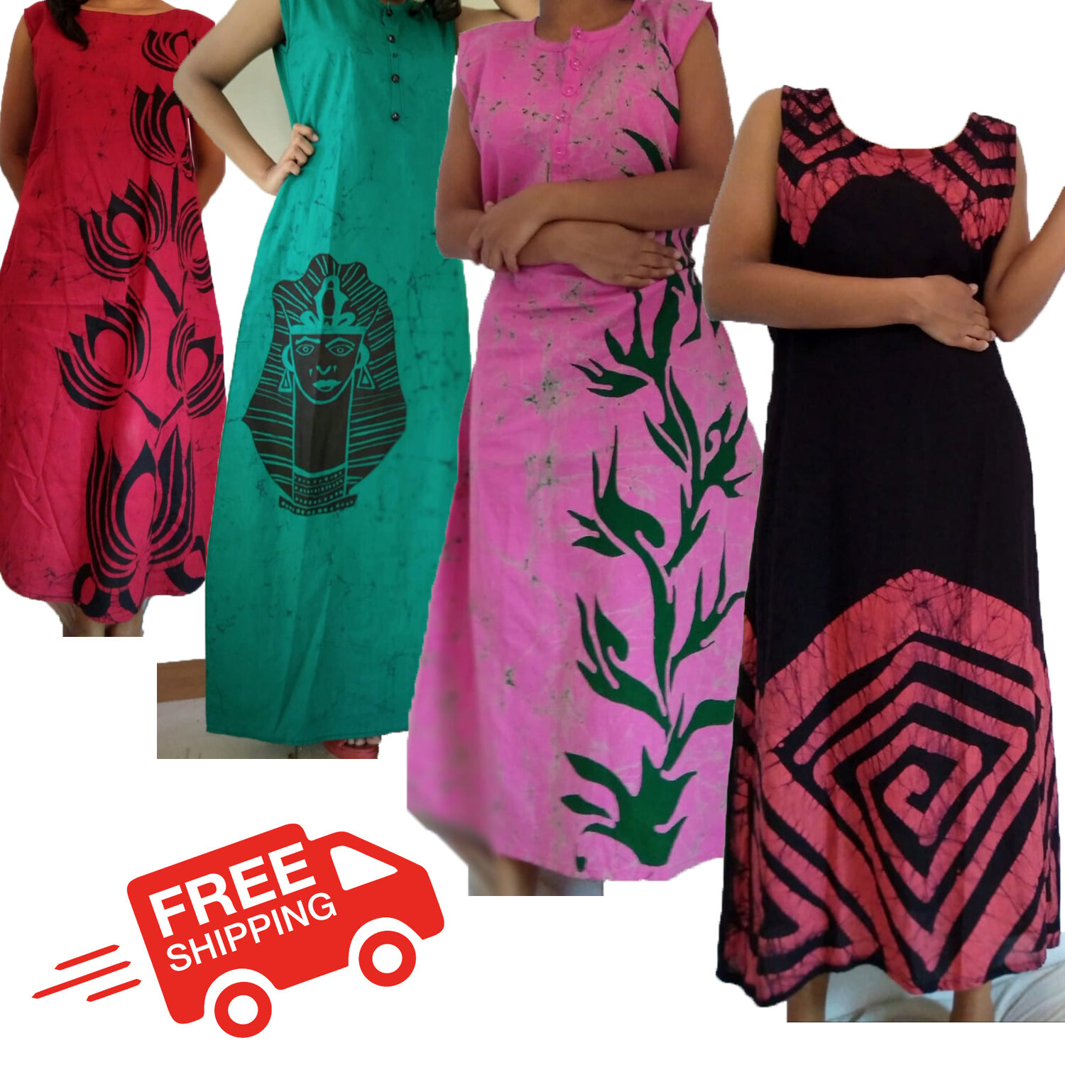 Sri Lankan Colorful Bathik Frocks For Woman flowers Soft Handmade High Quality