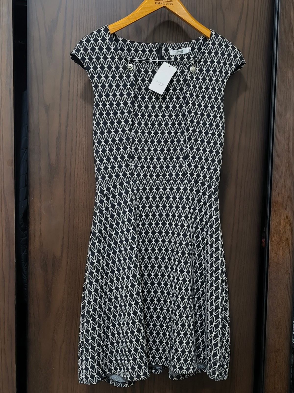 Fórmula Joven Dress Women Size 38 Black White Geometric Pattern NWT El Corte