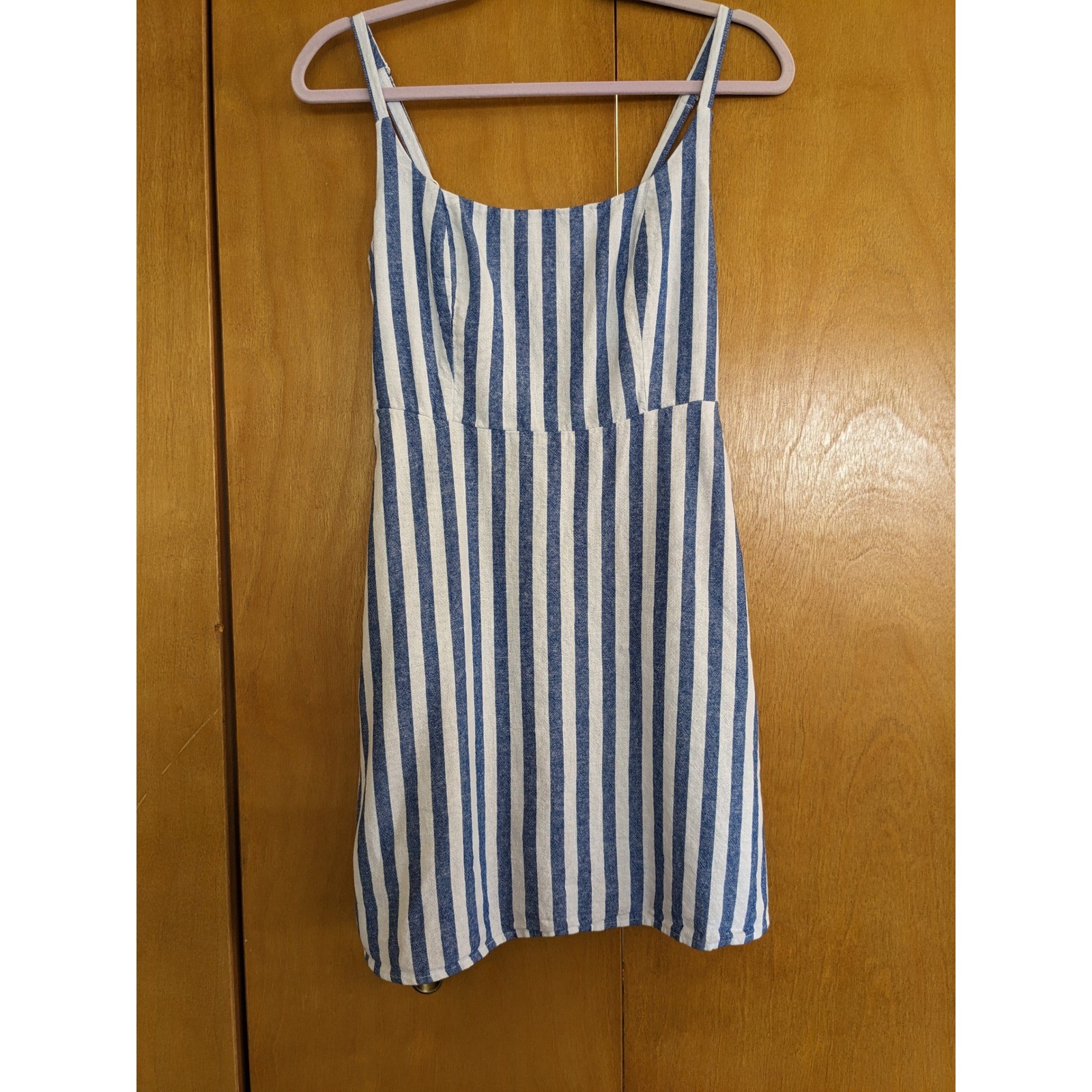 Old Navy Womens Blue White Striped Linen Blend Cami Mini Dress Size M 855016-00