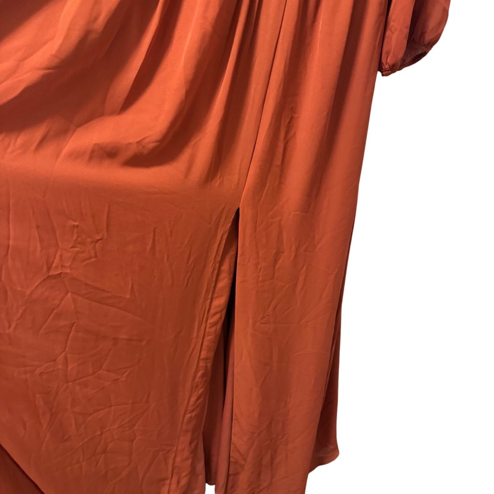 Eva Rust Orange V-Neck Long Sleeve Maxi Dress Sz 3XL Long evening dress