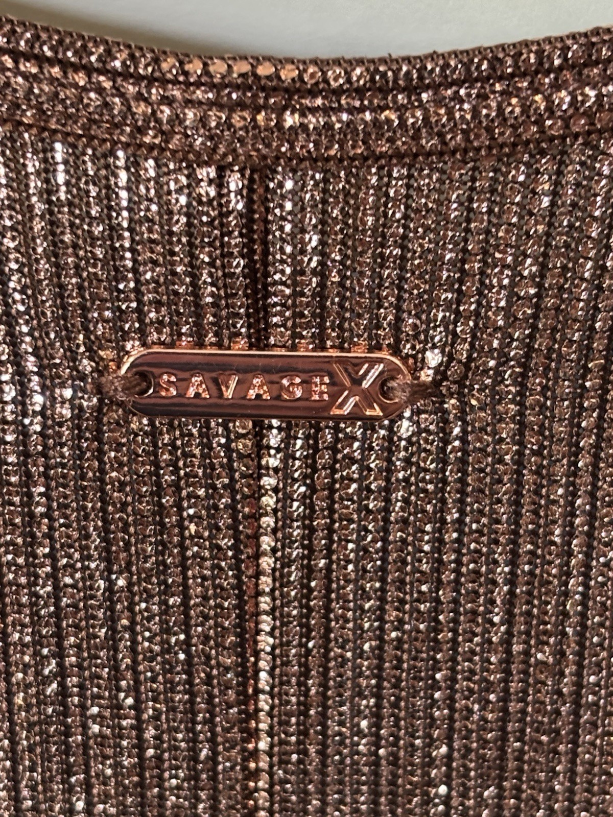 Savage X Fenty Bronze CHAIN REACTION MAXI SLIP Dress Sz M $109 Chainmail Look