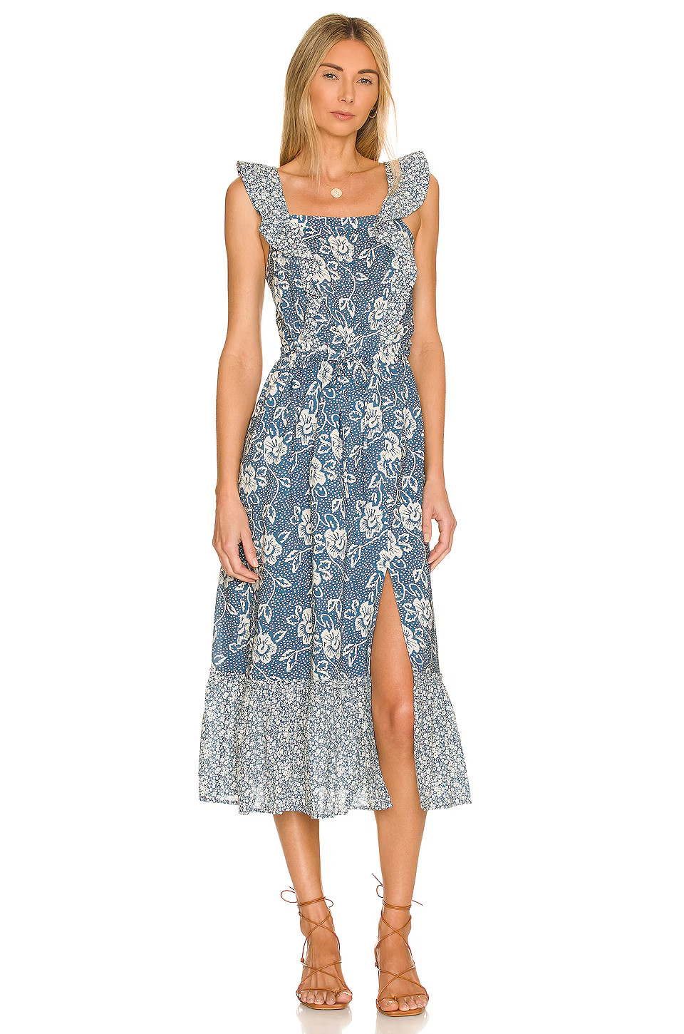 PAIGE Poppy Dress in Navy Multi Mix Blue Maxi S NWOT $249