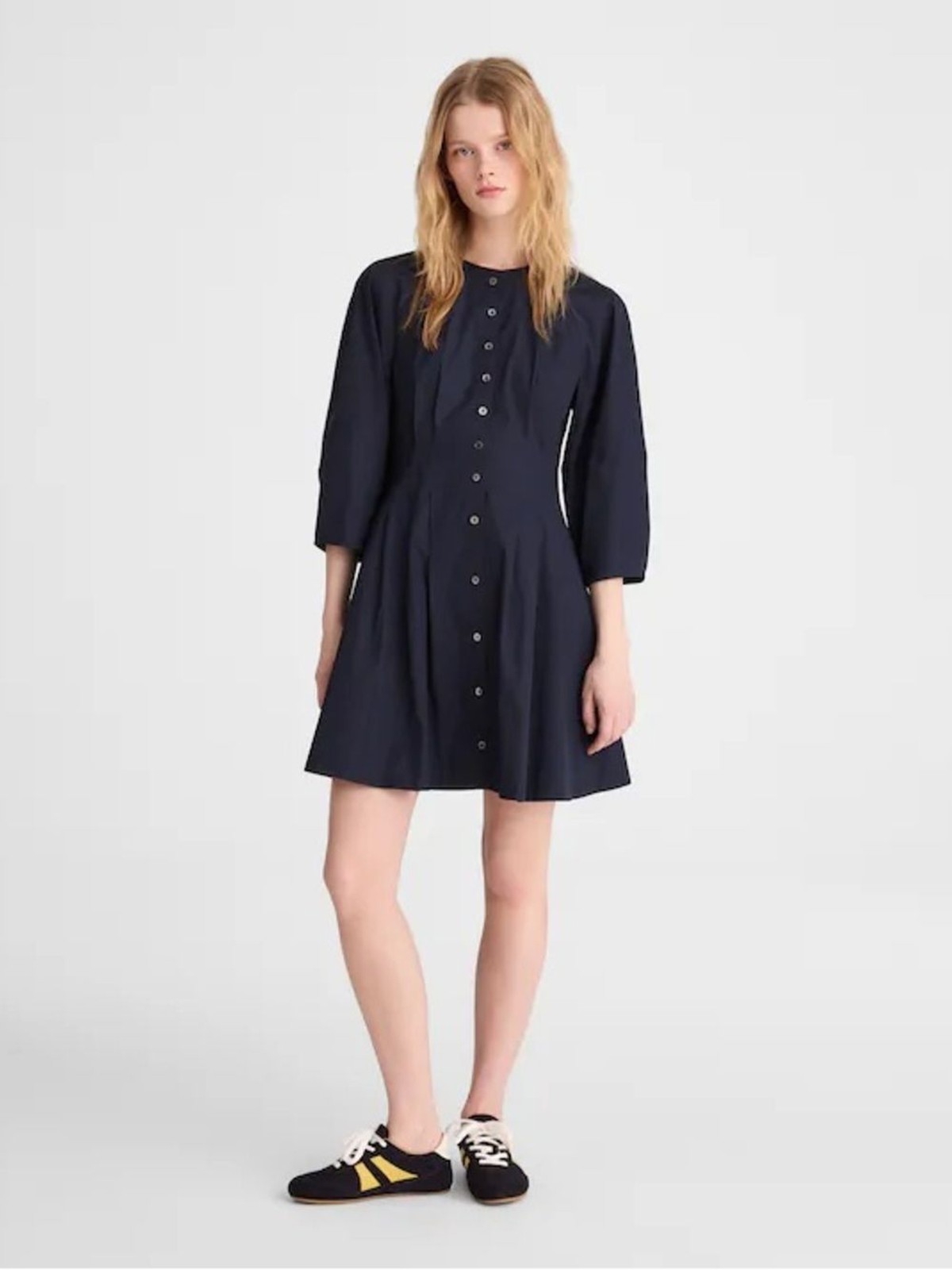 Madewell Sculptural-Sleeve Pleated Mini Dress classic navy Size 2 NWT