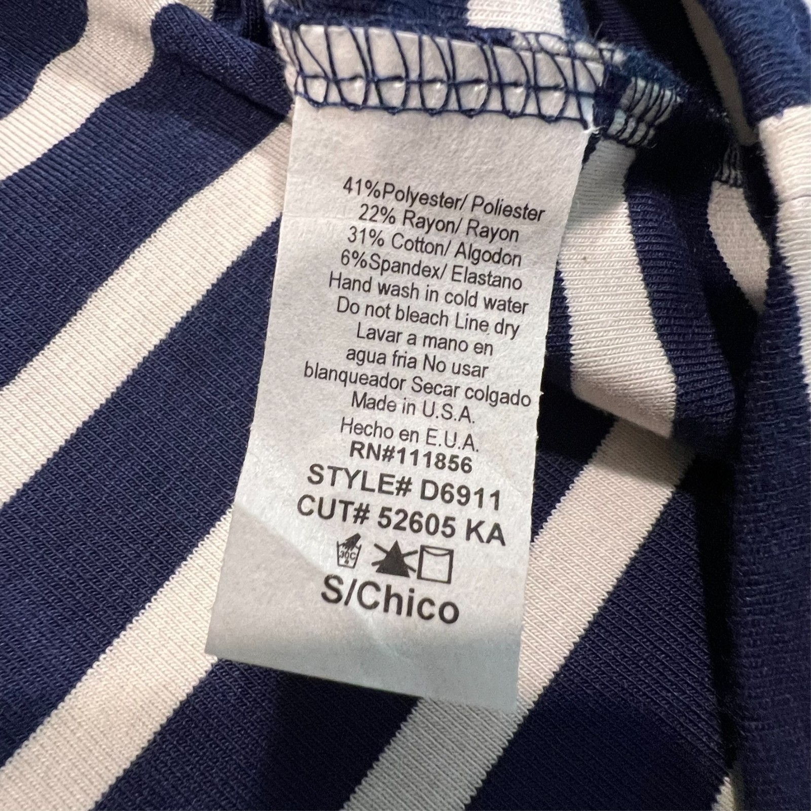 Cherish Shift Dress Navy Striped Pockets V-Neck Stretch USA Women’s Small