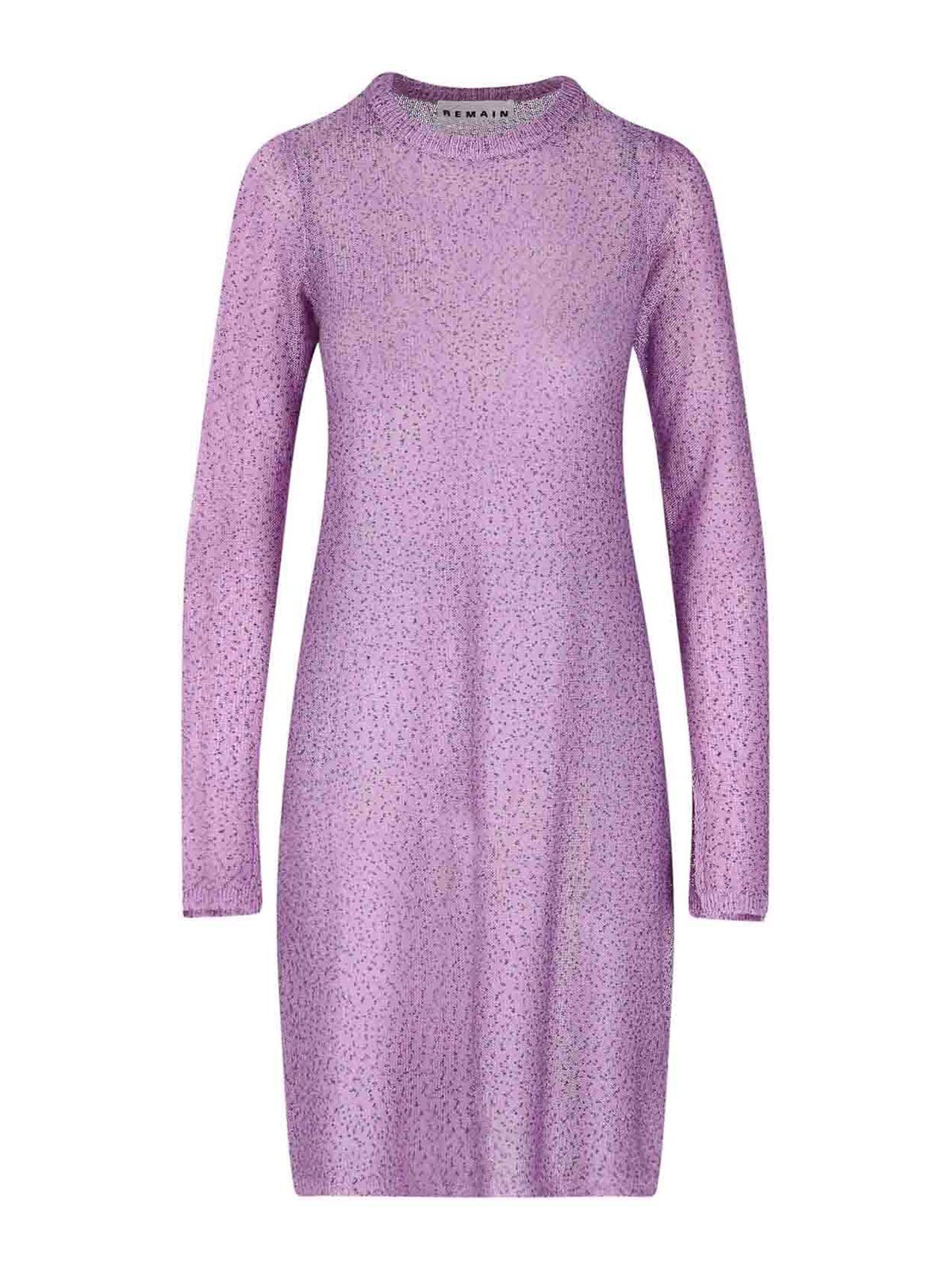 REMAIN BIRGER CHRISTENSEN Purple Sequin Knit, Long Sleeve Dress UK14
