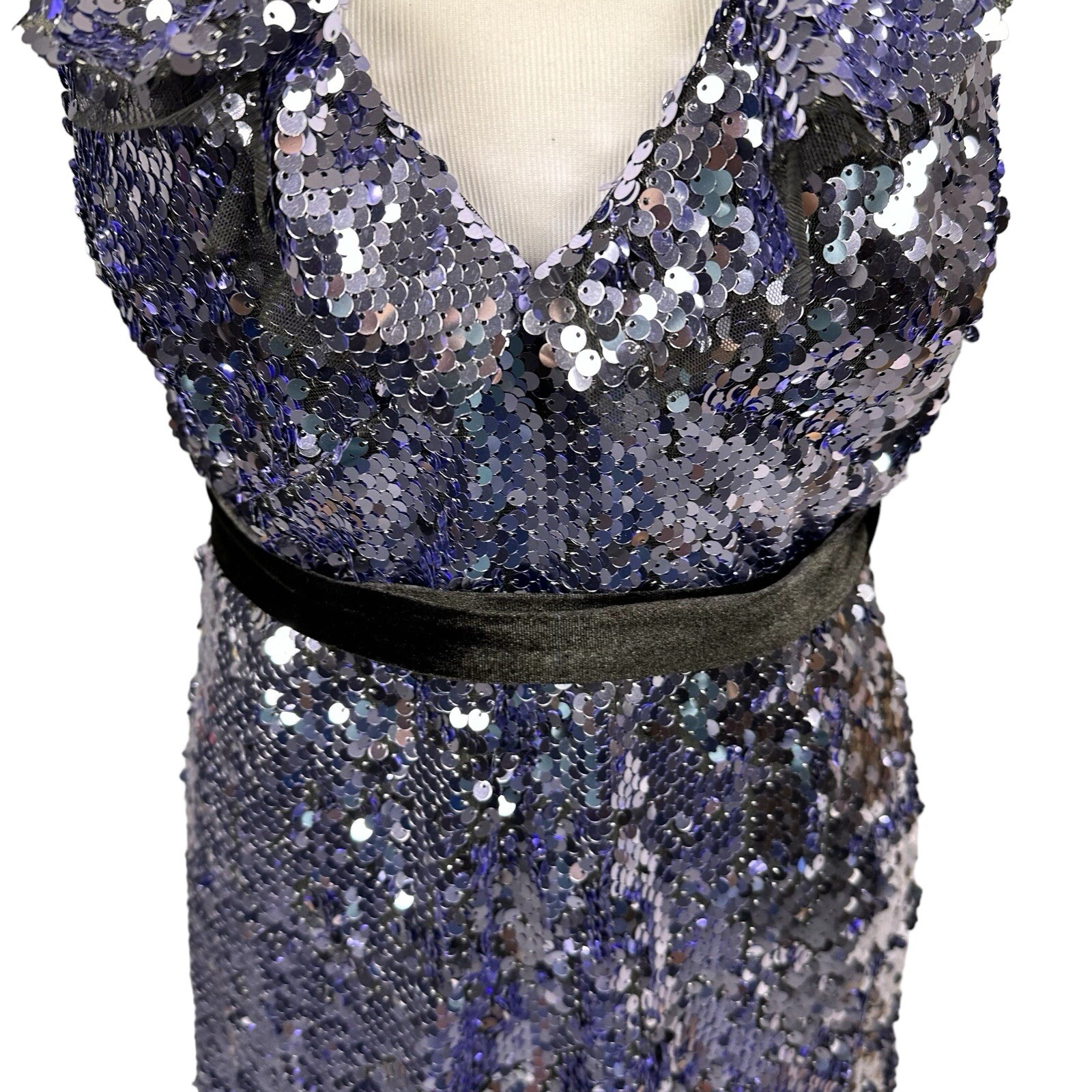 NWT $168 Free People 4 Siren Sequin Open Back Tie Waist Ruffles Dress Party