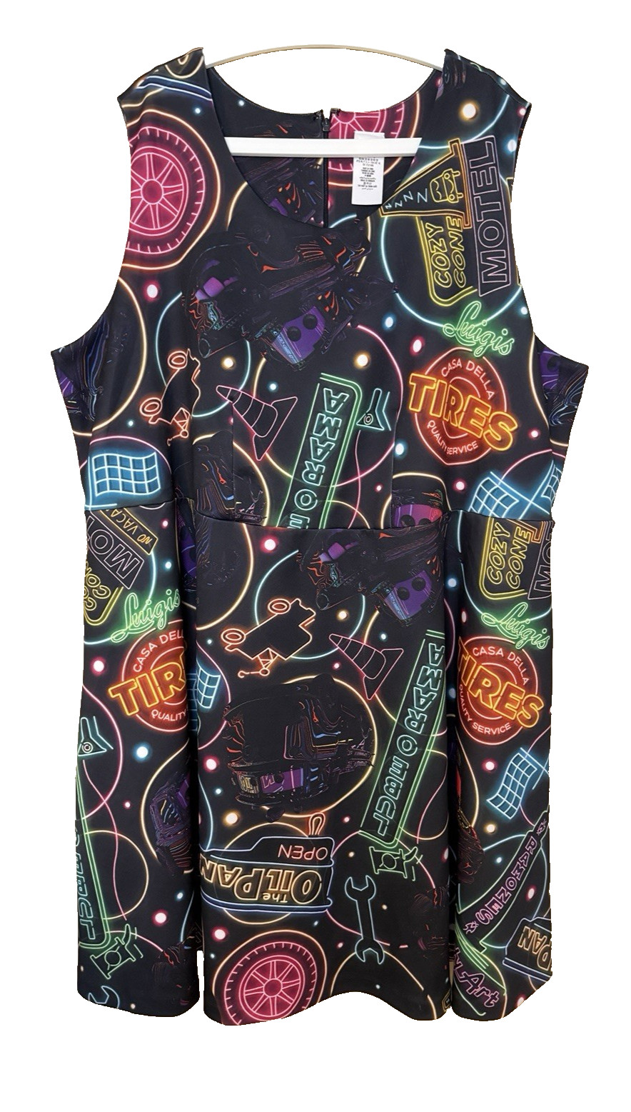 Disney Parks Dress Women’s Plus Size 3X Neon Lights Signs Print Cars Movie