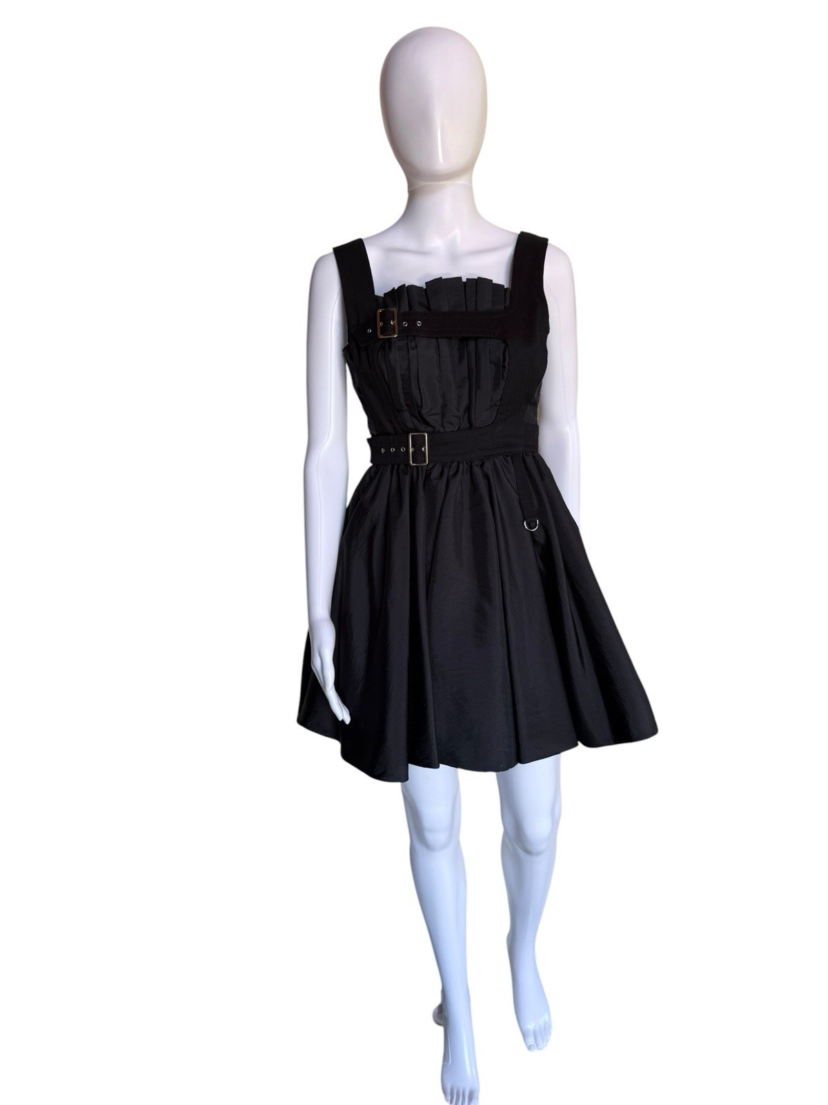 Marc by Marc Jacobs Black Bubble Dress XS Pleated Buckle Utility Mini Vintage