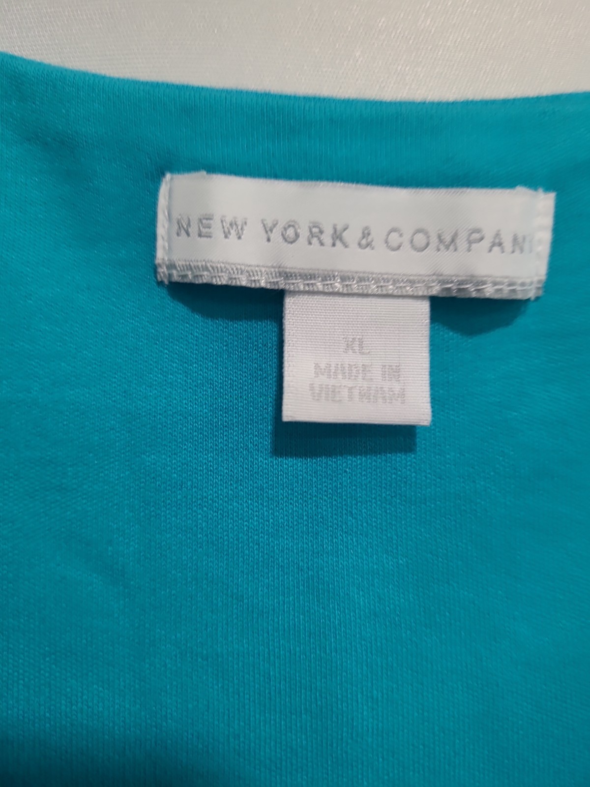 New York & Co Women’s Teal Solid V-Neck Sleeveless Knit Dress Sz XL 100% Cotton