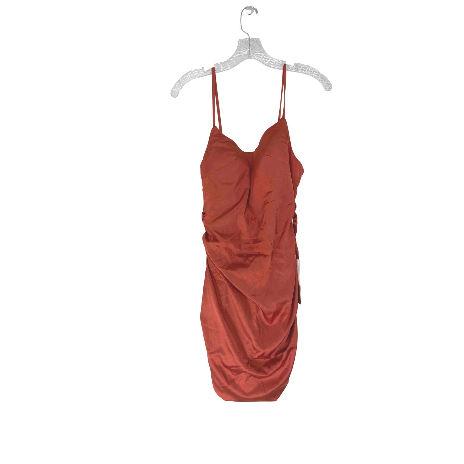 Stacees Rust Sheath Column Scoop Neck Satin Short Mini Homecoming Dress Size 4