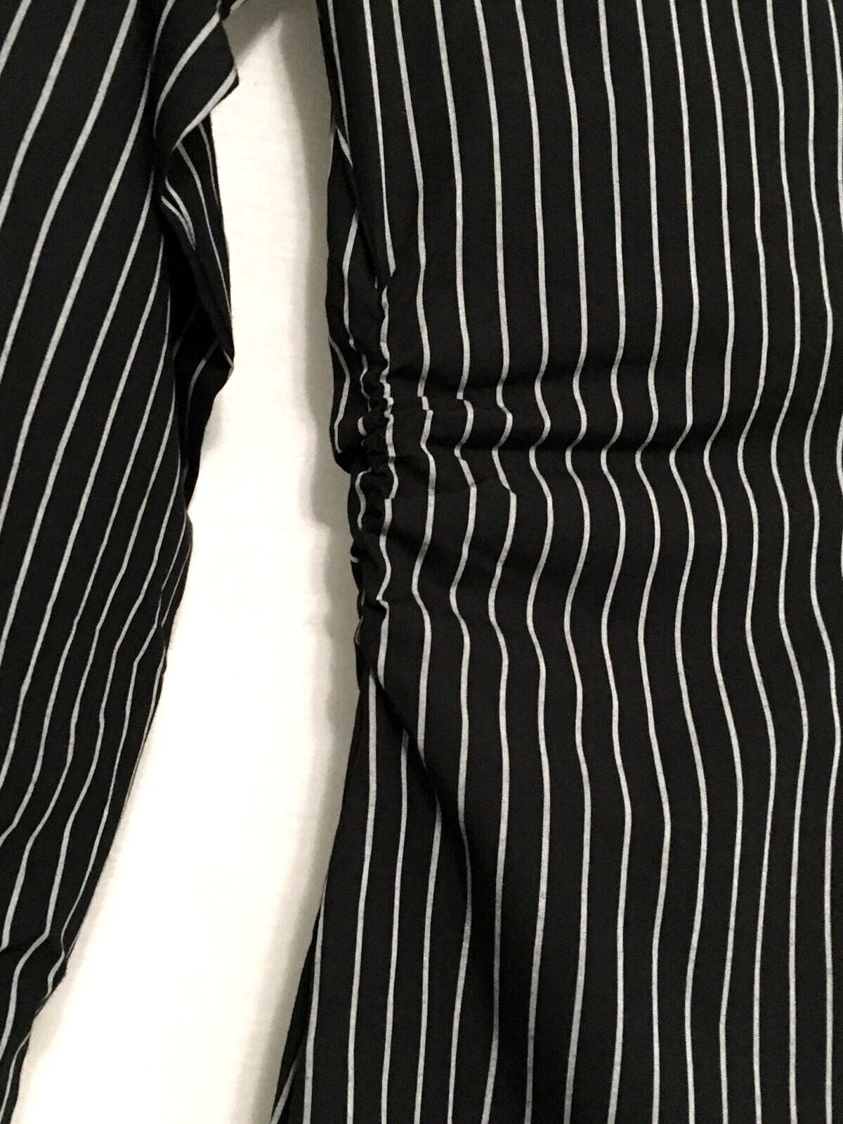 A New Day XS Black White Stripe Versatile Long Sleeve Midi Shirtdress w/ Pockets