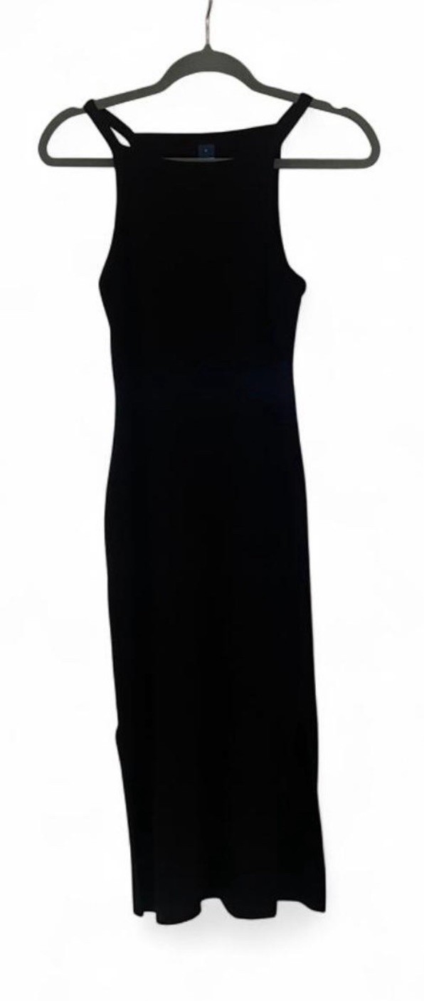 Old Navy Black Ribbed Bodycon Dress S High Neck Sleeveless Stretch