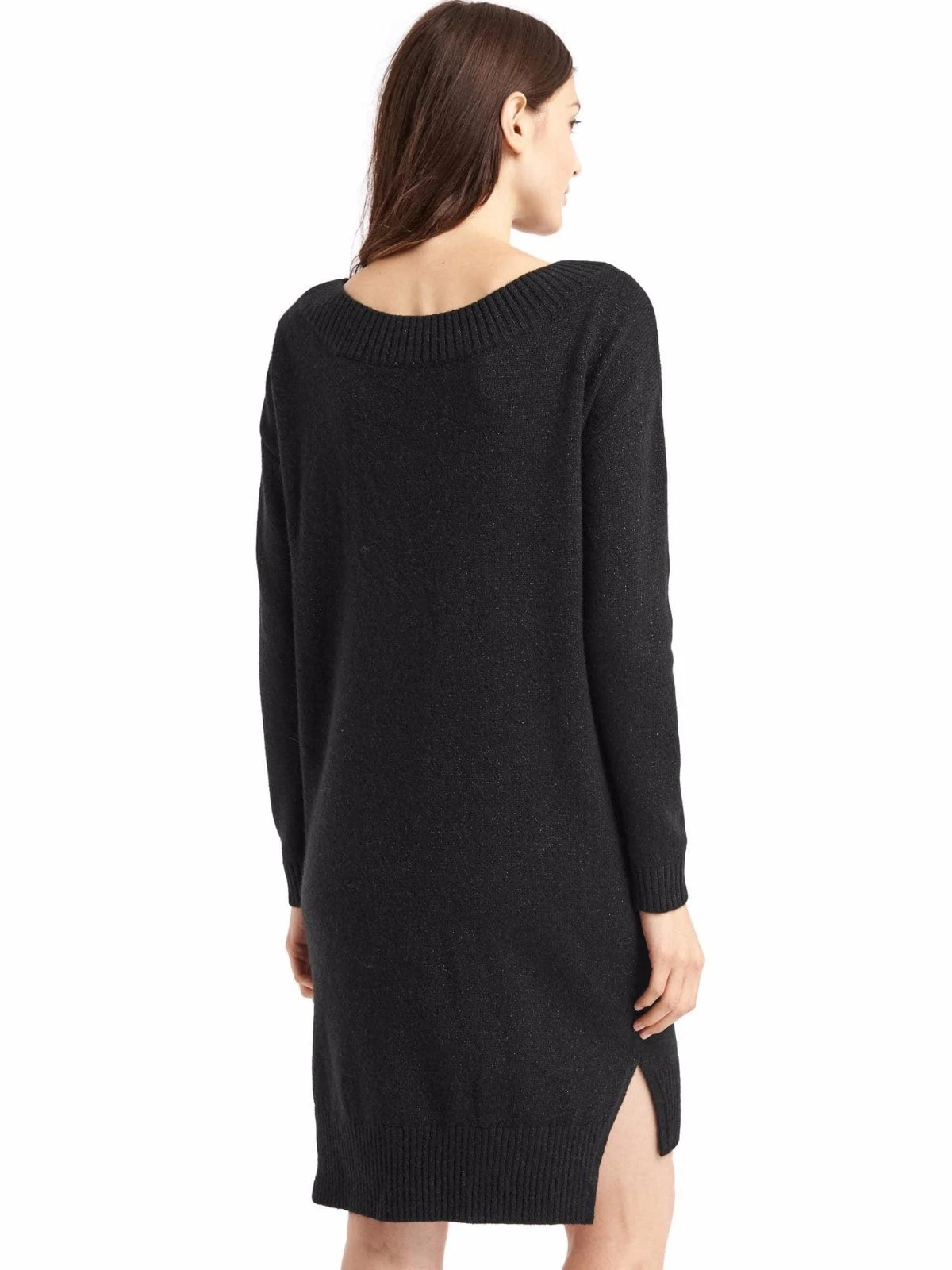 Gap Charcoal Grey Cozy Shine Rib Trim Sweater Dress #358734 NWT! M Medium