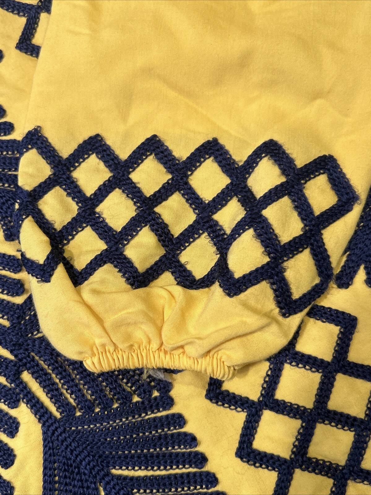 BRSY Yellow Long Cotton Caftan Dress Made In Egypt Small Long Sleeve