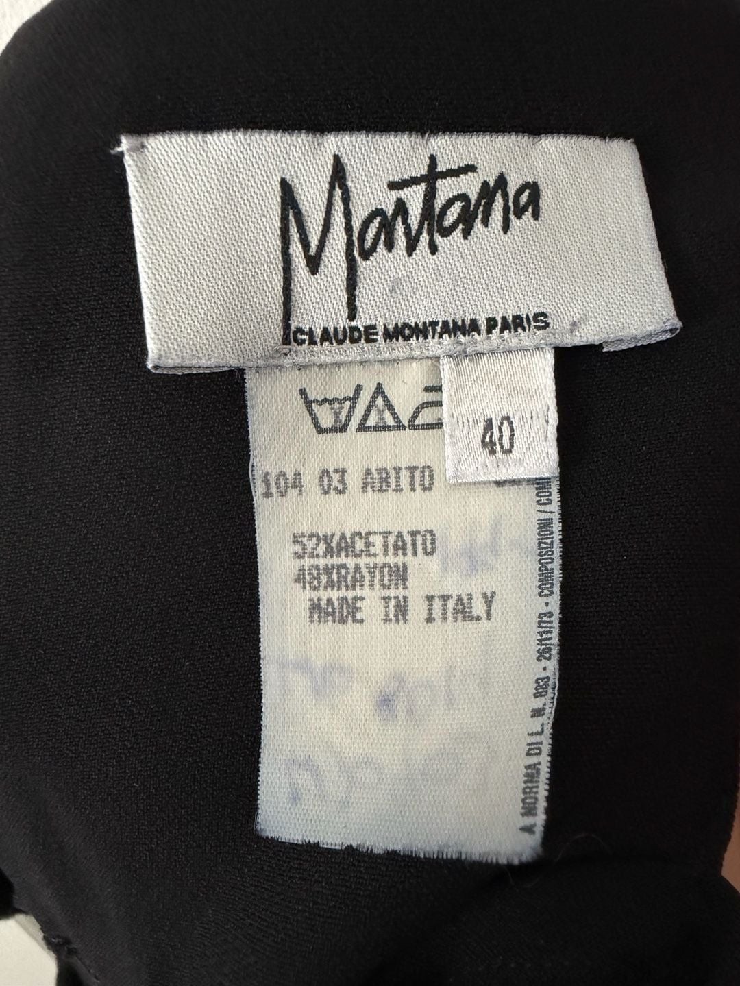 Claude Montana Paris Vintage Strapless Black Abito Dress