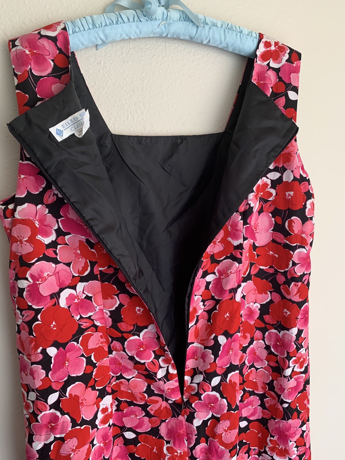 20W Eileen West Classic Flower Dress Shift Dark Pink Red Floral Workwear Plus