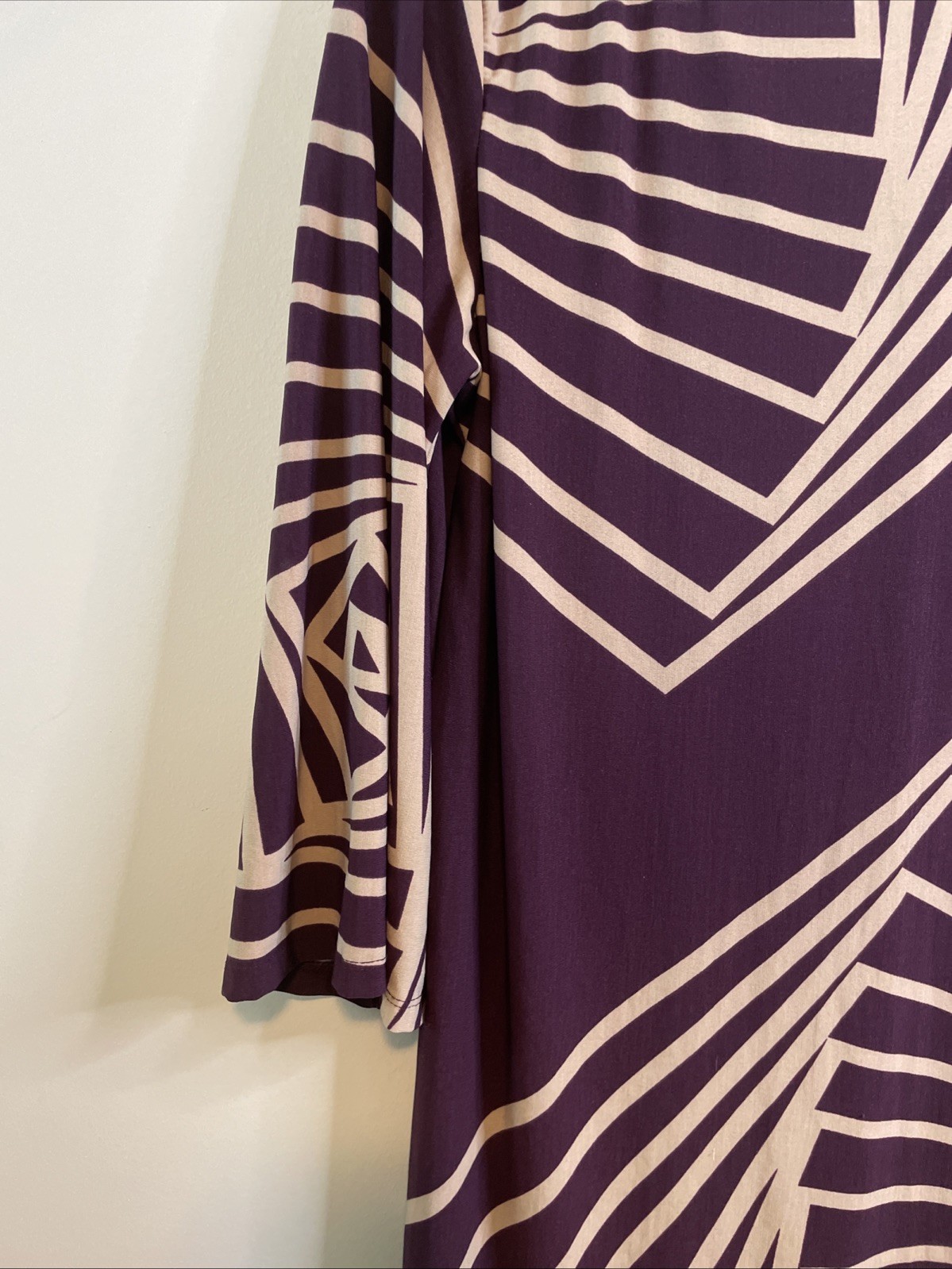 Haani Petite PXL Purple Geometric Shift Dress 3/4 Sleeve Stretch Tunic
