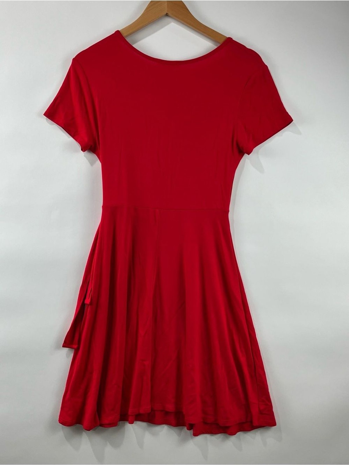 Wrap Tie Dress Stretch Short Sleeve V-Neck Fit & Flare Comfortable Soft