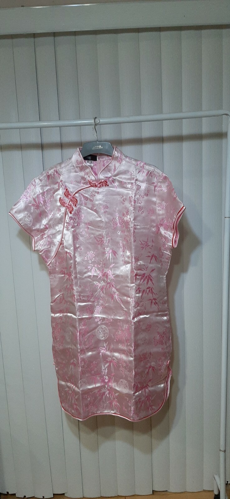Traditional Chinese Women’s Short Dress Size 5XL Pink with blossom