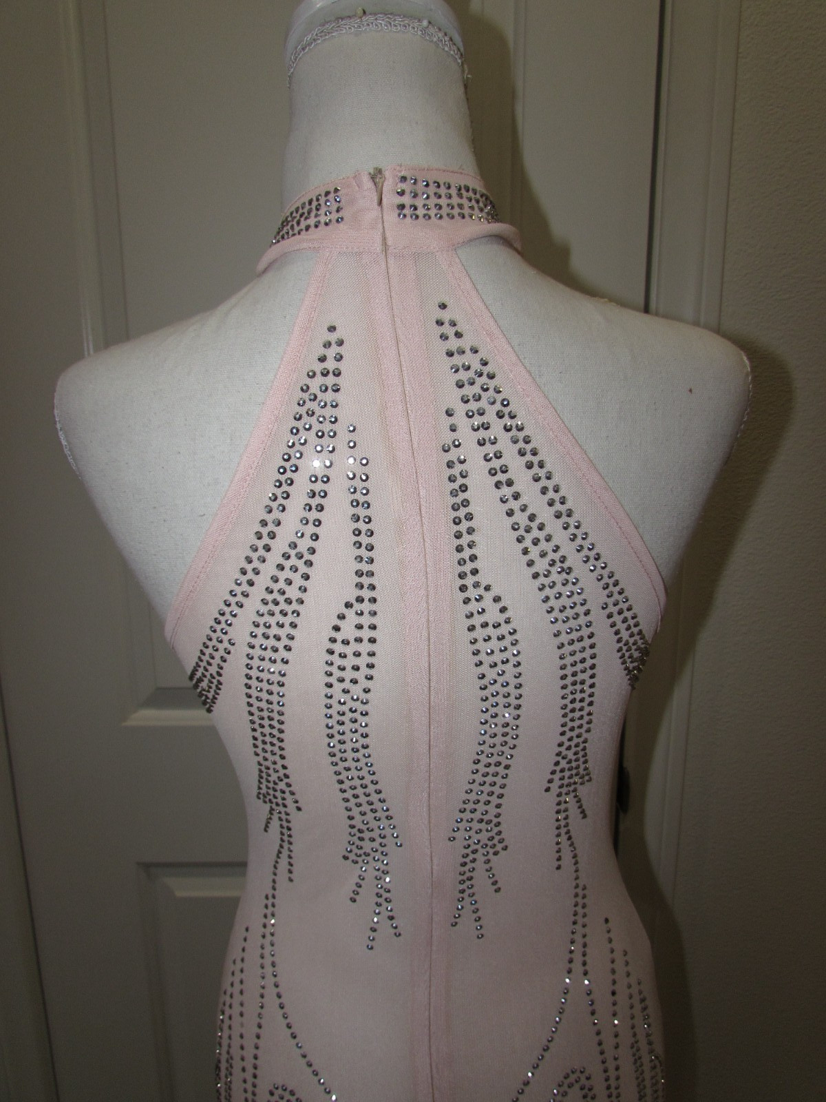 Sleeveless Sheath Sheer Mesh Embellished Rhines Mini Dress Pink Unbranded Size M