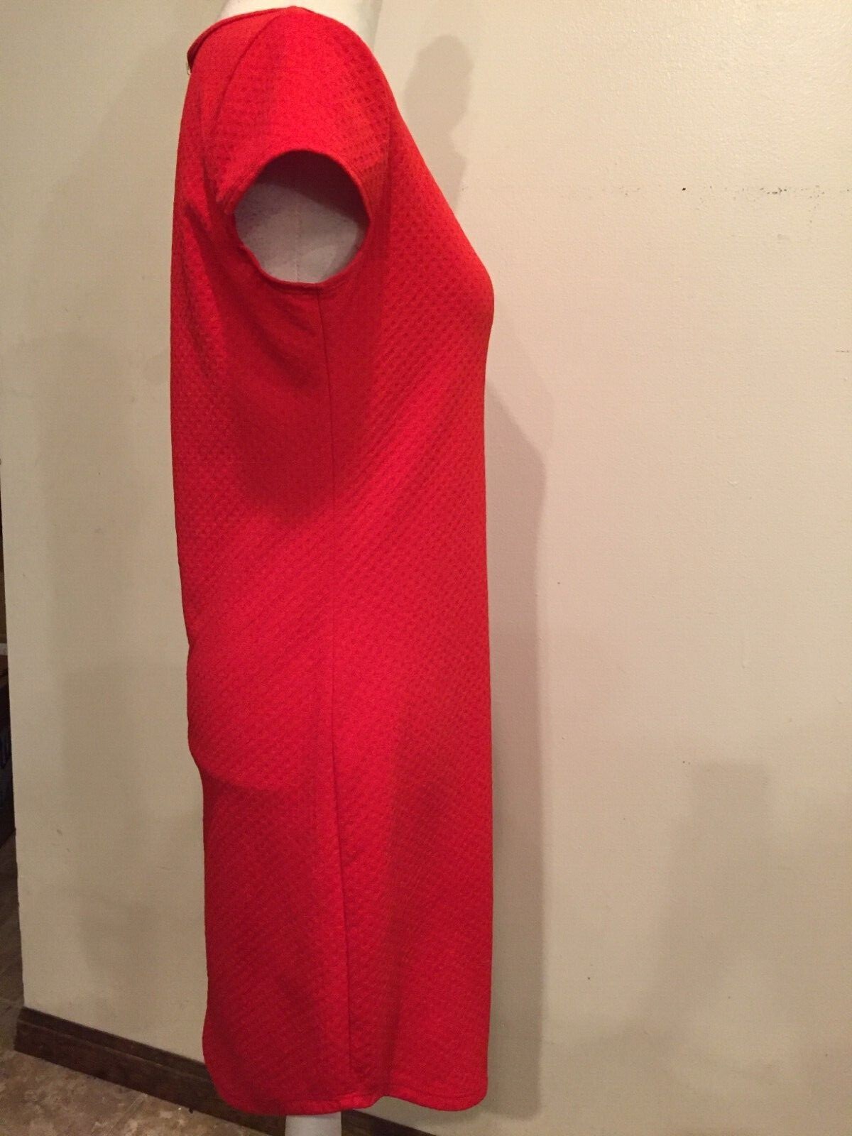Espresso Dress, Small, Red, Cap Sleeves, Machine Wash, Stretch, Zip light weight