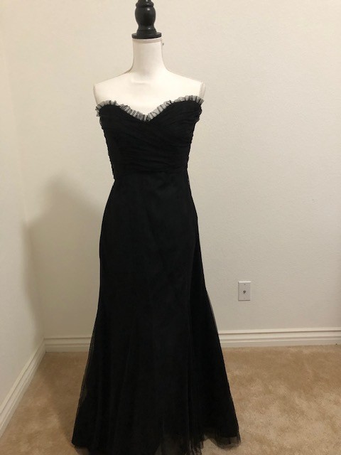 Black Strapless Evening Gown with train by Vera Wang, size 6
