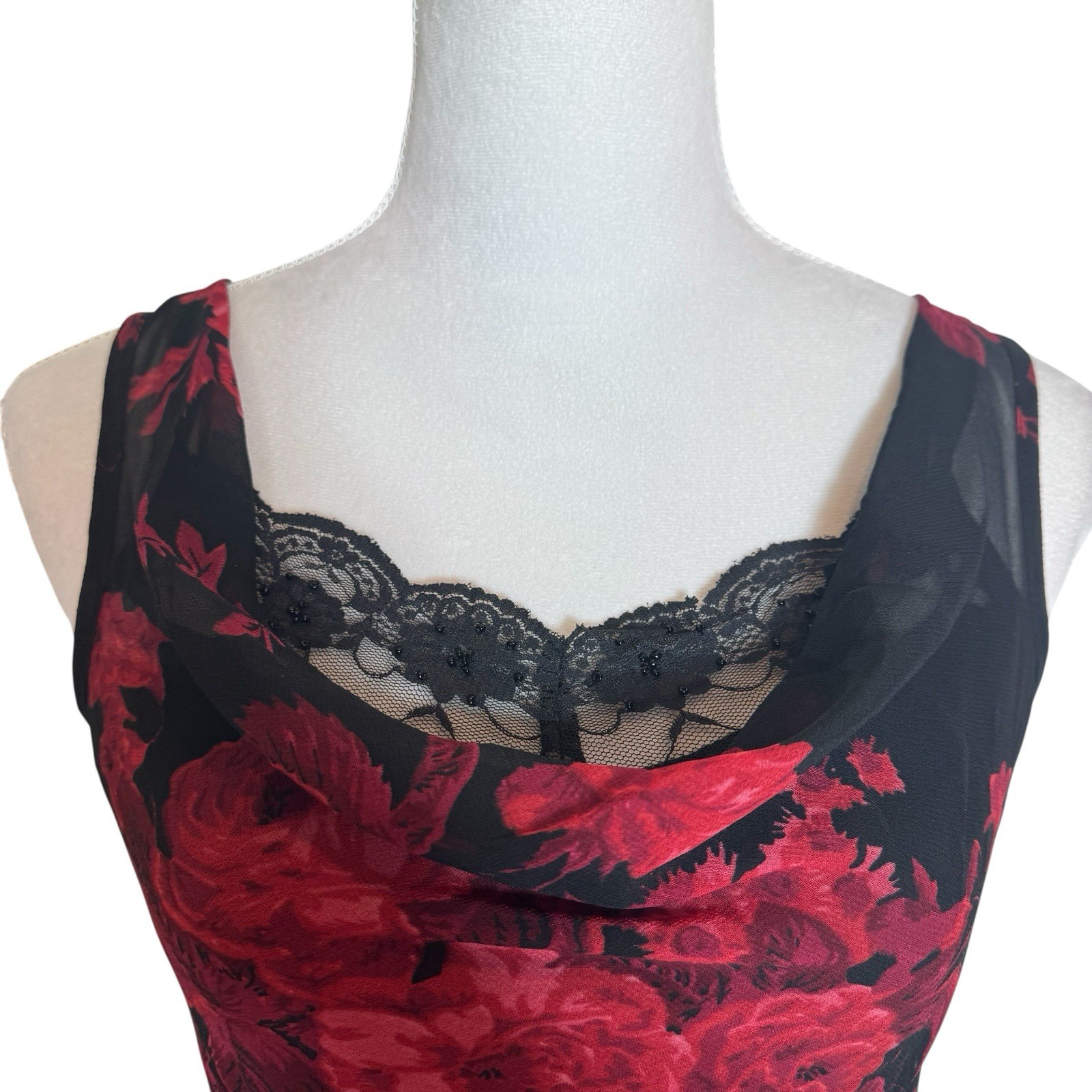 Connected Apparel Dress Y2K Sheer Floral Beaded Grunge Fairy Whimsygoth Size S