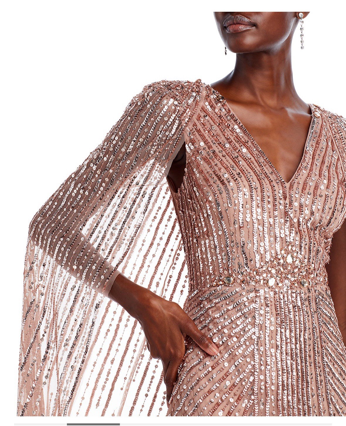 Adrianna Papell Beaded Cape Gown Size 4