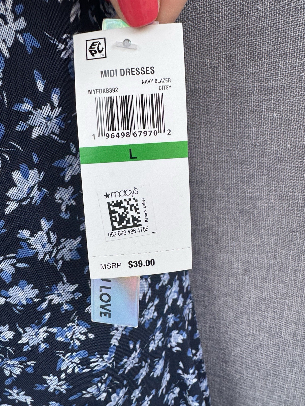 NWT Tinsel Town Blue Floral Coquette Midi Dress L Cottagecore Asymmetrical