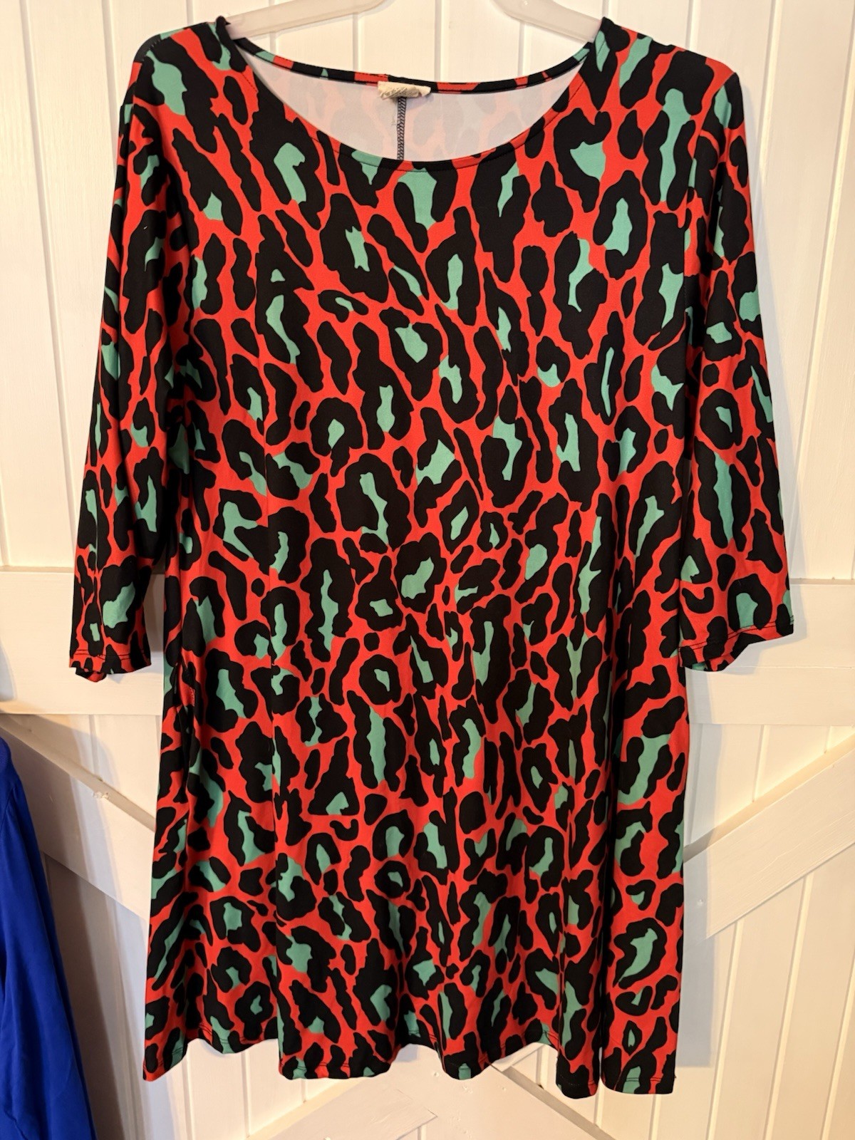 Women’s Boutique Yelete Orange & Turquoise Leopard Print Dress Size 3xl EUC