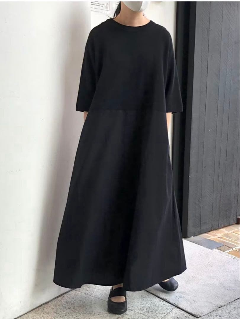MUJI mixed material combination dress