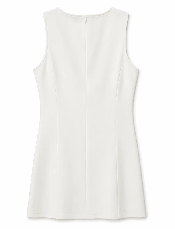 Women’s White Sleeveless Sheath Mini Dress Classic Minimalist Shift Dress