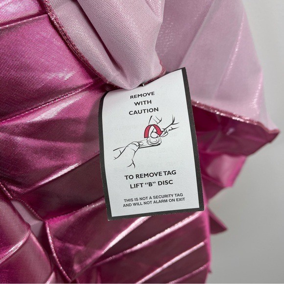 Christoper Kane Crystal Buckle Pleated Metallic Midi Dress Size 6 NWT Pink