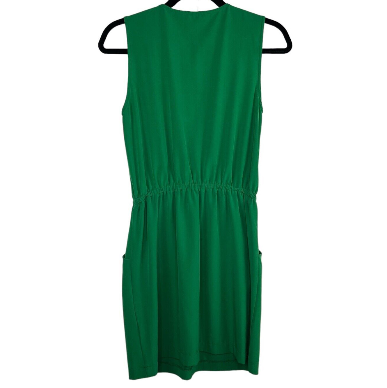 Xtaren Kelly Green Ruffle Collar Sleeveless Dress Pockets Size M Mini