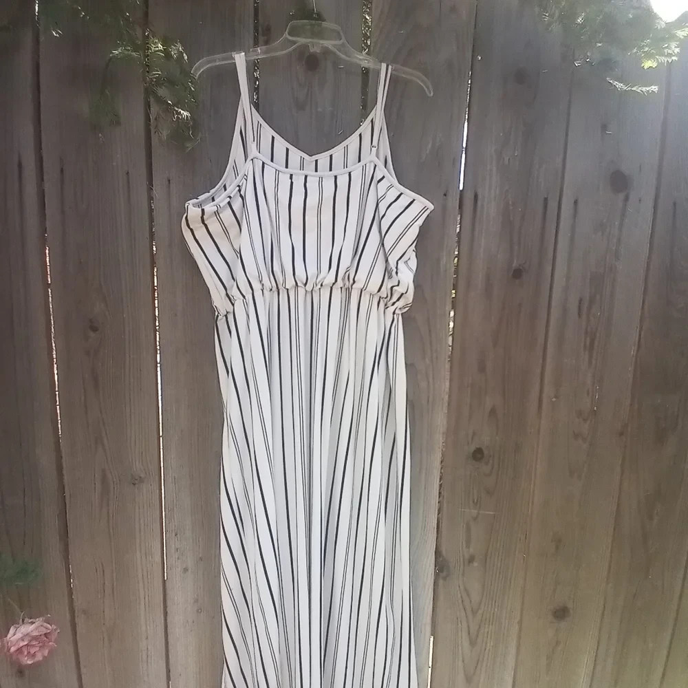 Derek Heart Vertical Striped Pattern Sleeveless Dress 3X Pull-On Elastic Waist