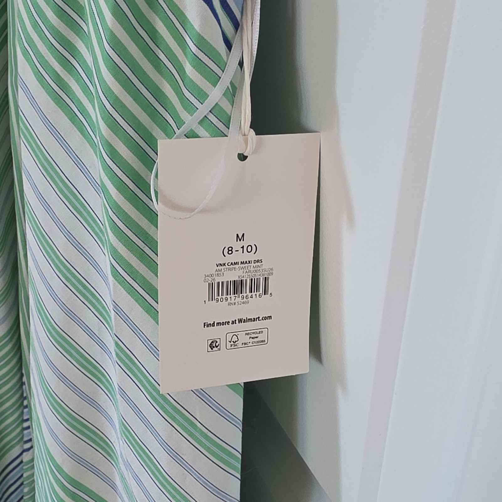 Free Assembly Striped V-Neck Strappy Sleeveless Maxi Dress M Green Blue White