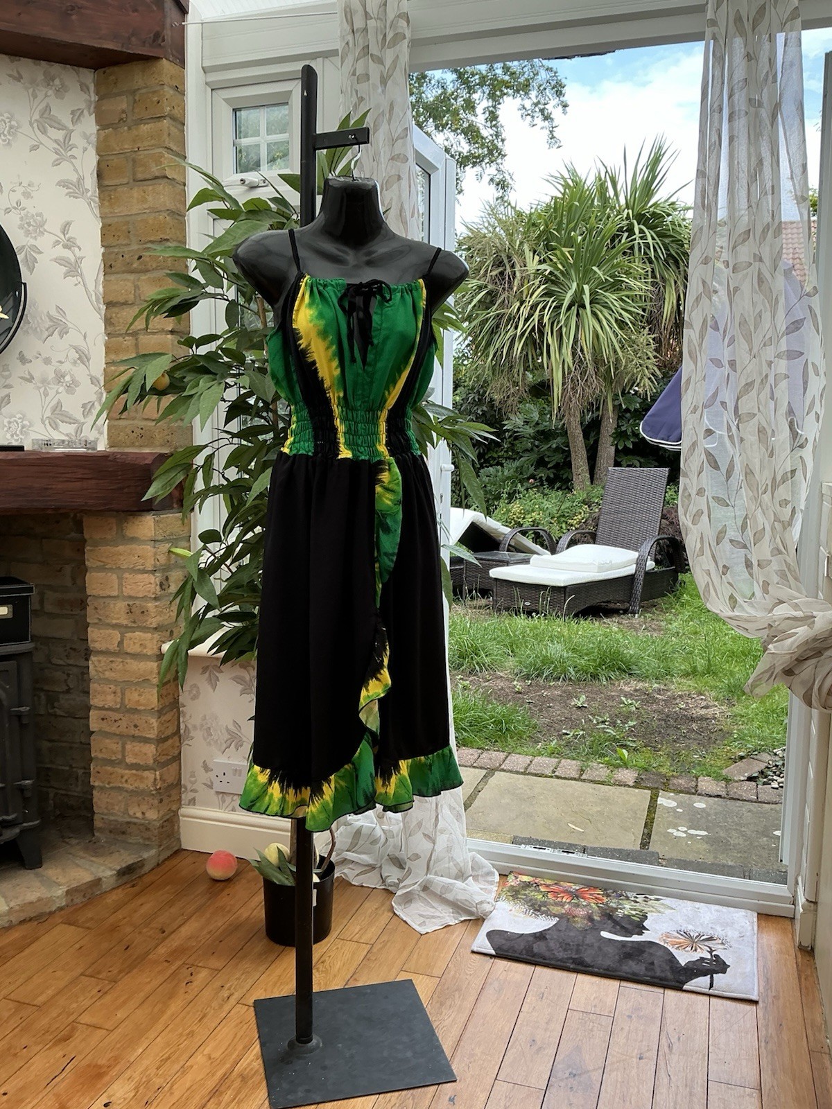 NEW ARRIVAL…Handmade JAMAICAN FLAG PRINT Maxi DRESS…12-14
