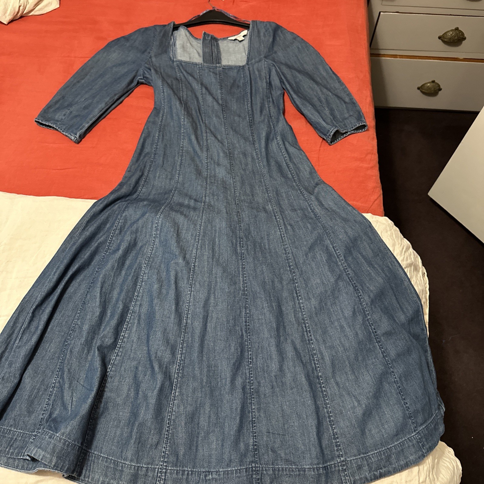 Marks & Spencer Womens Cotton Skater Midi Dress in Denim – M&S