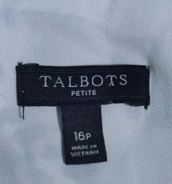 Talbots Petites Sz 16 Dress White Black Floral Print Lined Non Iron Sleeveless B